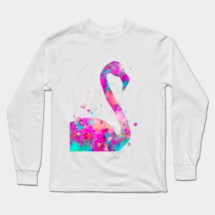 Flamingo Watercolor Portrait Long Sleeve T-Shirt